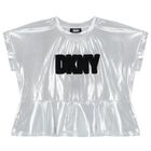 تيشيرت بنات بالشعار باللون الفضى, 1, hi-res