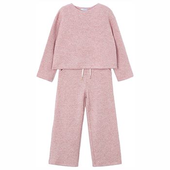 Girls Pink Knitted Trouser Set