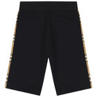 Boys Black & Beige Check Shorts, 1, hi-res