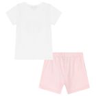 Girls White & Pink Logo Pyjamas, 1, hi-res