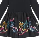 فستان أطفال مع فيونكة باللون الأسود للبنات, 3, hi-res