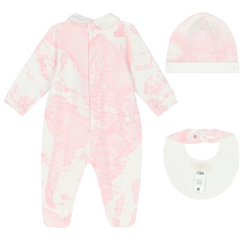 Baby Girls Pink & Ivory Geo Map Babygrow Set