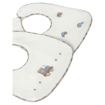 Baby Boys Ivory Embroidered Bibs ( 2 Pack )
