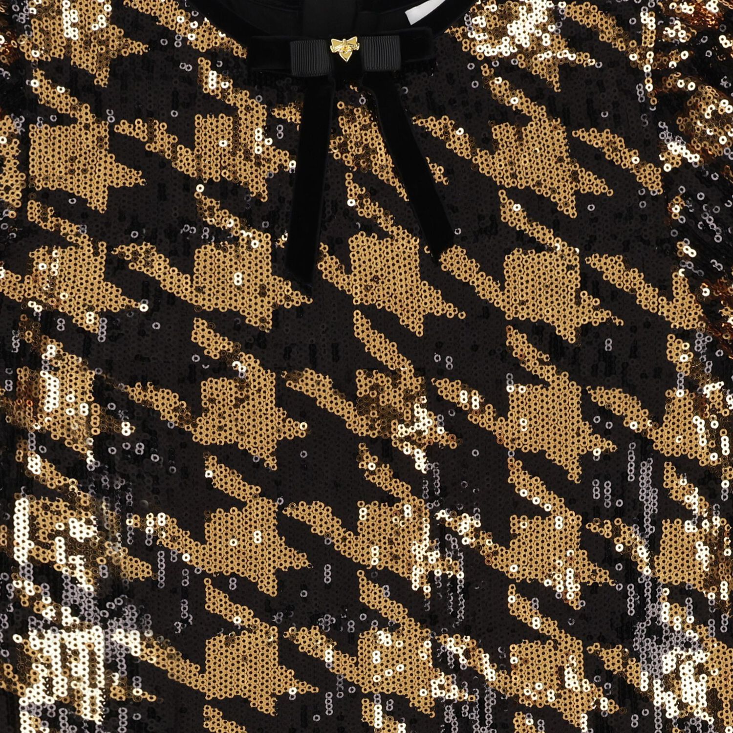 Girls Black & Gold Embellished Houndstooth Tulle Dress, 1, hi-res