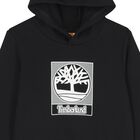 Boys Black Logo Hooded Top, 1, hi-res