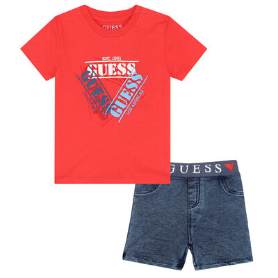 Baby Boys Red Logo Shorts Set