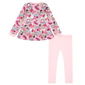 Girls Pink Logo Leggings Set