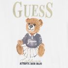 Girls White Teddy Bear Logo Hooded Top, 1, hi-res