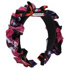 Girls Pink, Lilac & Black Orchidee Ruffled Headband, 2, hi-res