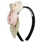 Girls Pink & Black 3D Flower Headband, 1, hi-res