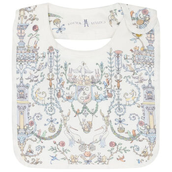 Ivory & Blue Toile de Jouy Baby Bib