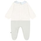Baby Boys Ivory, Blue & Gold Logo Babygrow, 1, hi-res