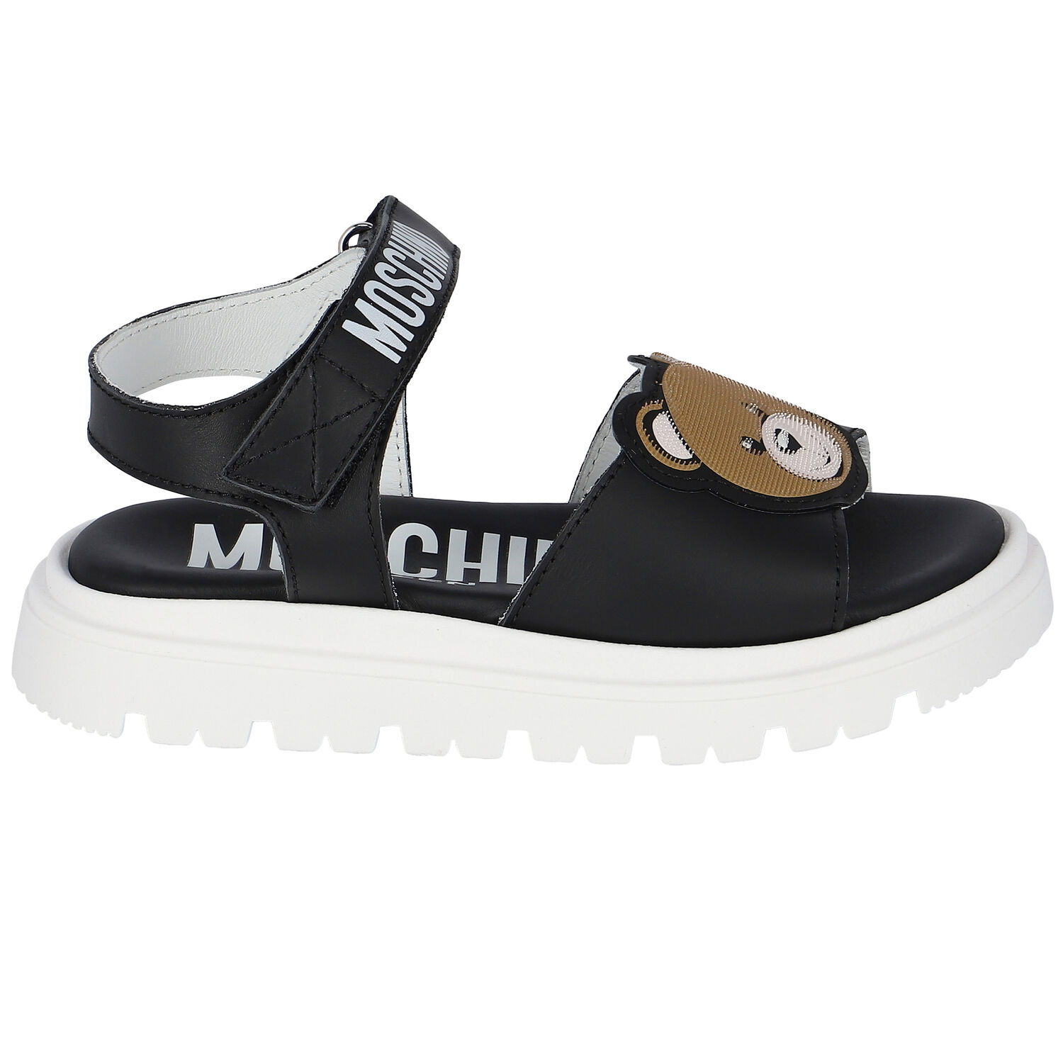 Black Teddy Bear Logo Sandals, 1, hi-res image number null