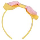 Girls Pink & Yellow Logo Bow Headband, 1, hi-res