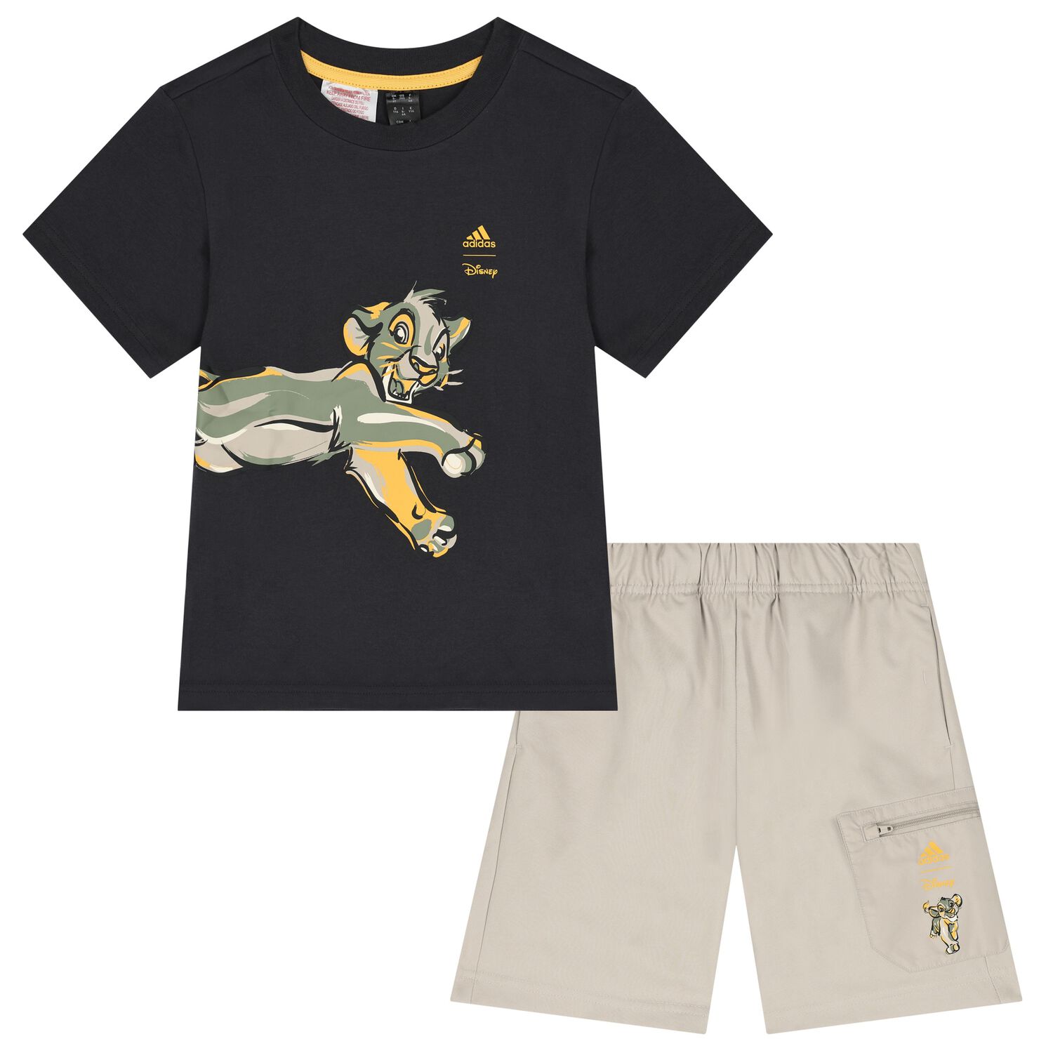 Grey & Beige Lion King Logo Shorts Set, 1, hi-res image number null