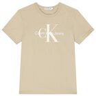 Boys Beige Logo T-Shirt, 1, hi-res