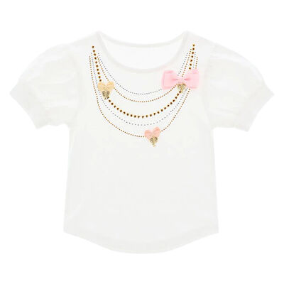 Girls White Necklace T-Shirt