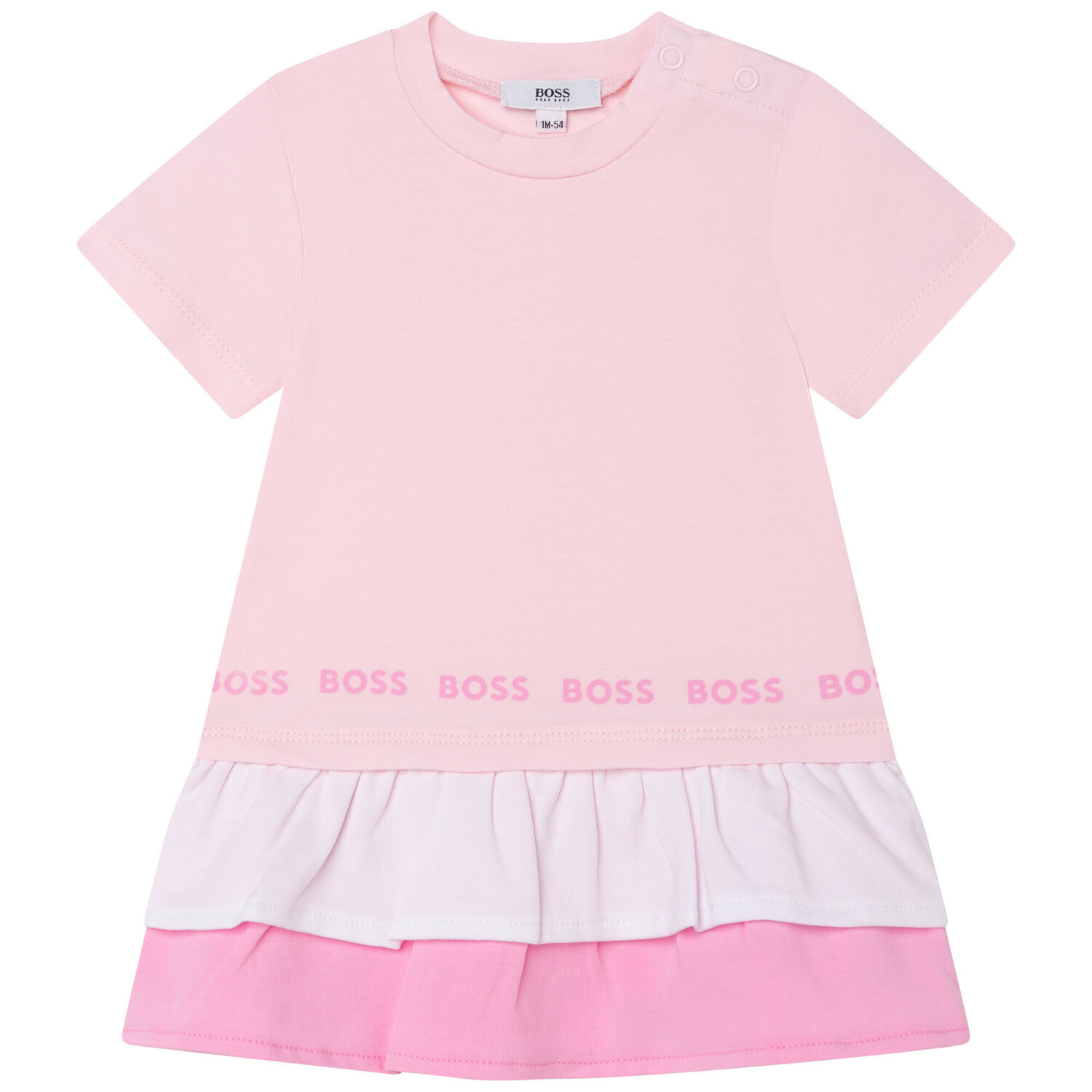Baby Girls Pink Logo Dress, 1, hi-res