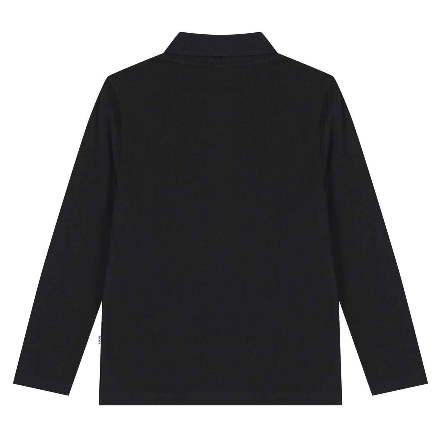 Boys Black Logo Long Sleeve Polo Shirt, 1, hi-res