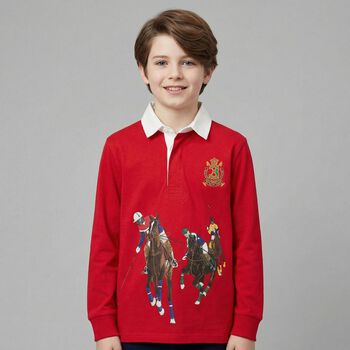 Boys Red Polo Player Polo Shirt 