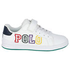 Boys White Logo Trainers, 1, hi-res