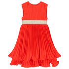 Girls Orange & Gold Pleated Dress, 1, hi-res
