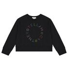 Girls Black Logo Sweatshirt, 1, hi-res