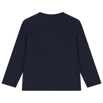 Boys Navy Blue Dog Long Sleeve Top