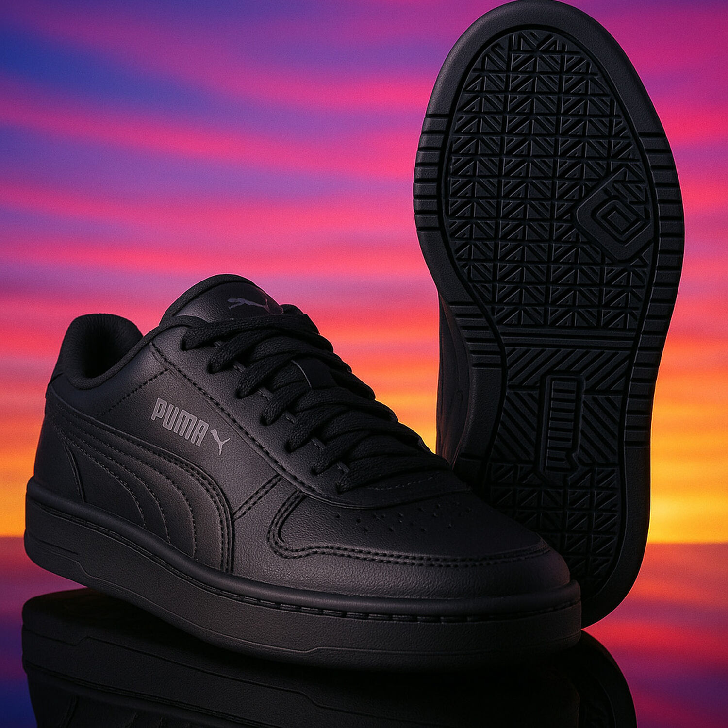 Black Logo Leather Trainers, 1, hi-res image number null