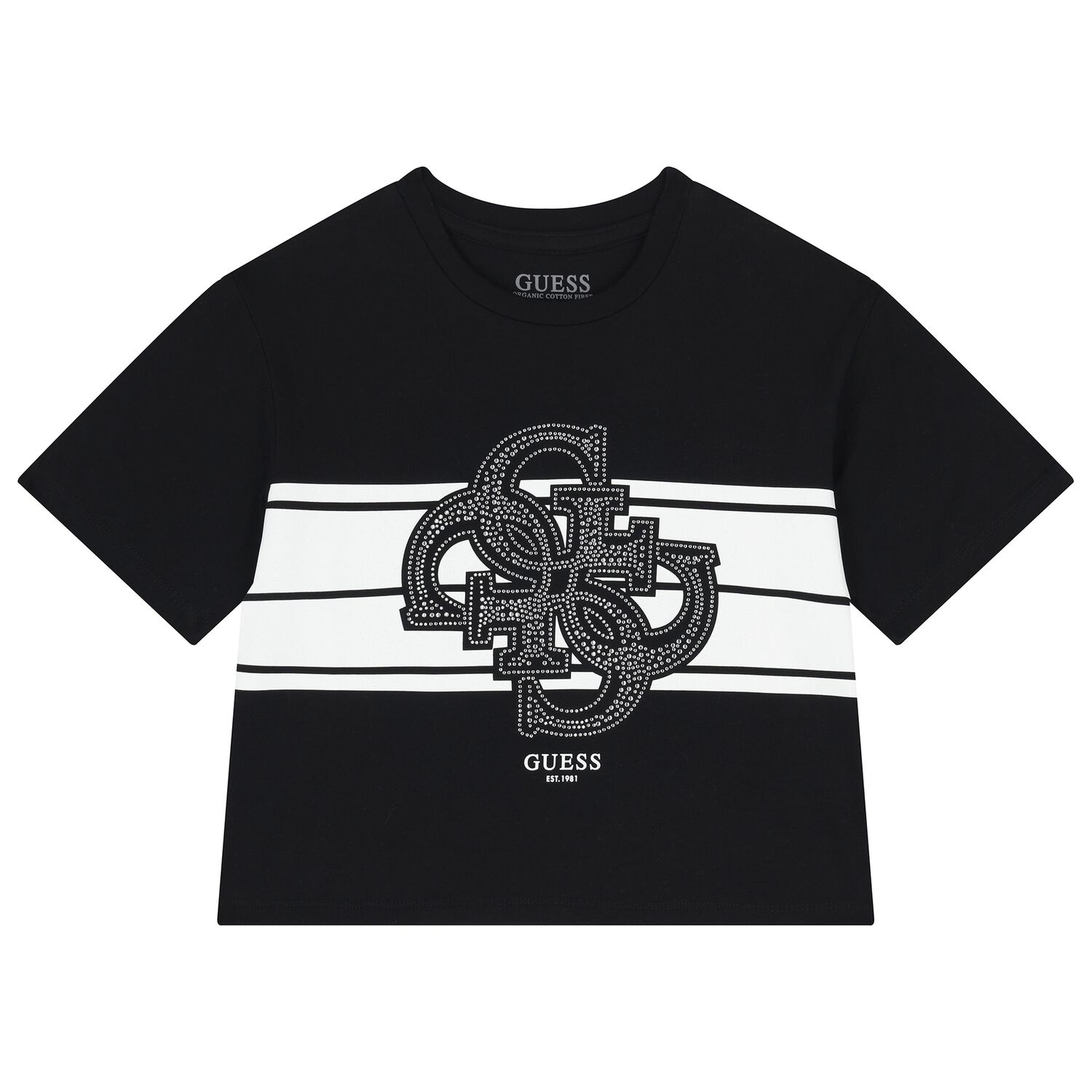 Girls Black Embellished Logo T-Shirt, 2, hi-res image number null