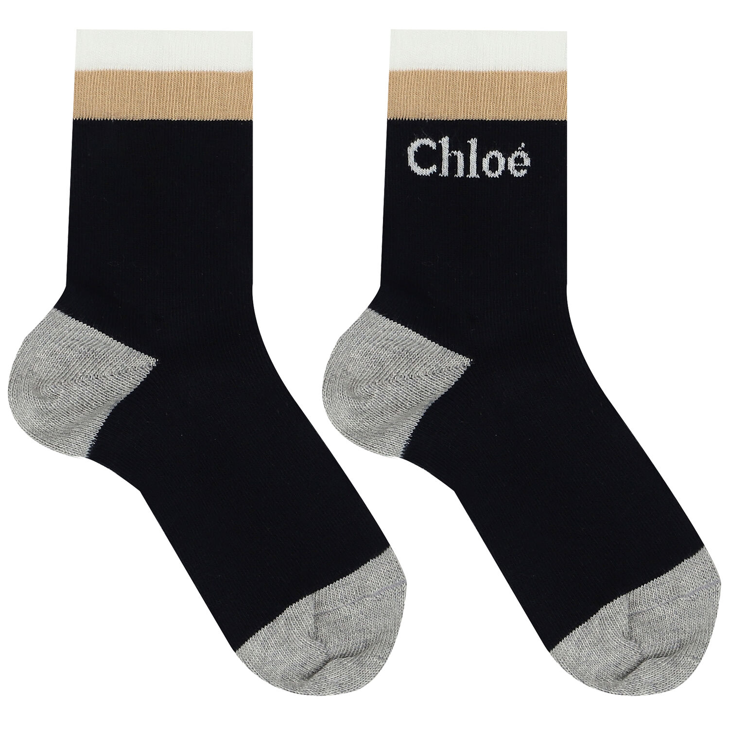 جوارب بنات بالشعار باللون الكحلي, 1, hi-res