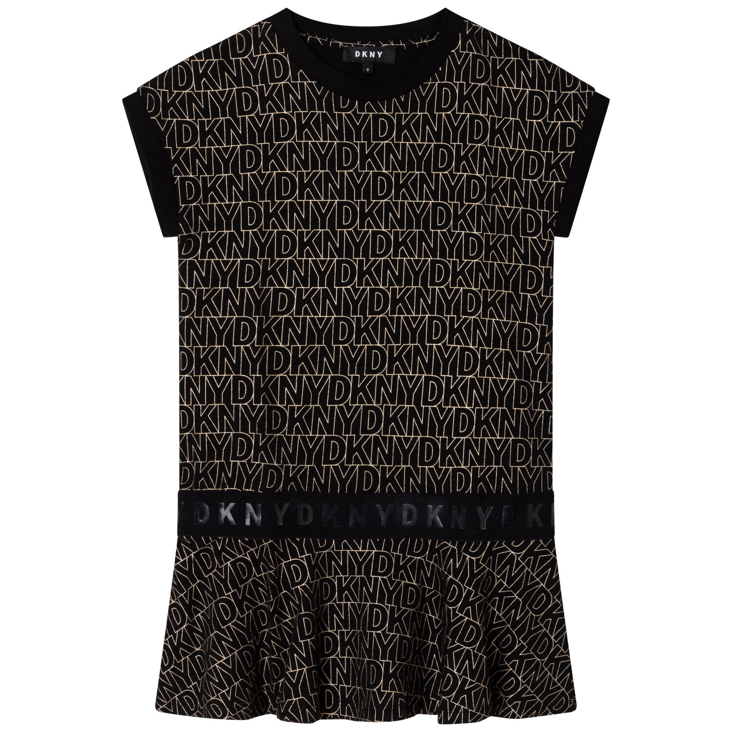 DKNY Girls Black & Gold Logo Dress | Junior Couture QA