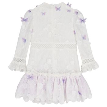 Girls White Floral Butterfly Dress
