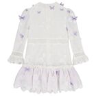 Girls White Floral Butterfly Dress, 1, hi-res