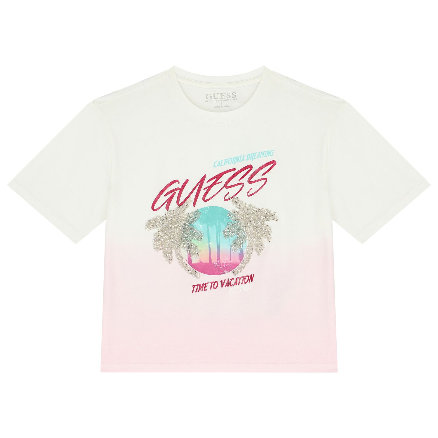Girls White and Pink Vacation T-Shirt, 1, hi-res image number null