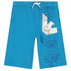 طثم أولاد شورت بالشعار باللون العاجي والأزرق, 1, hi-res