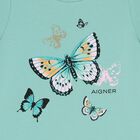 Girls Green Butterflies Logo Dress, 2, hi-res