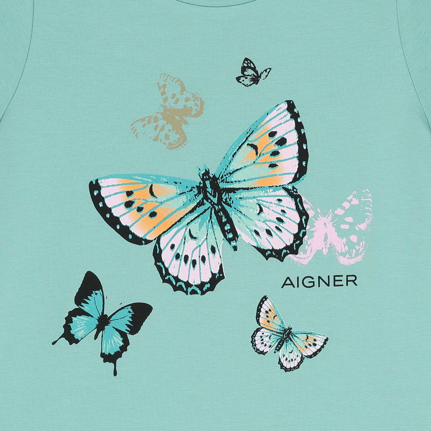 Girls Green Butterflies Logo Dress, 2, hi-res