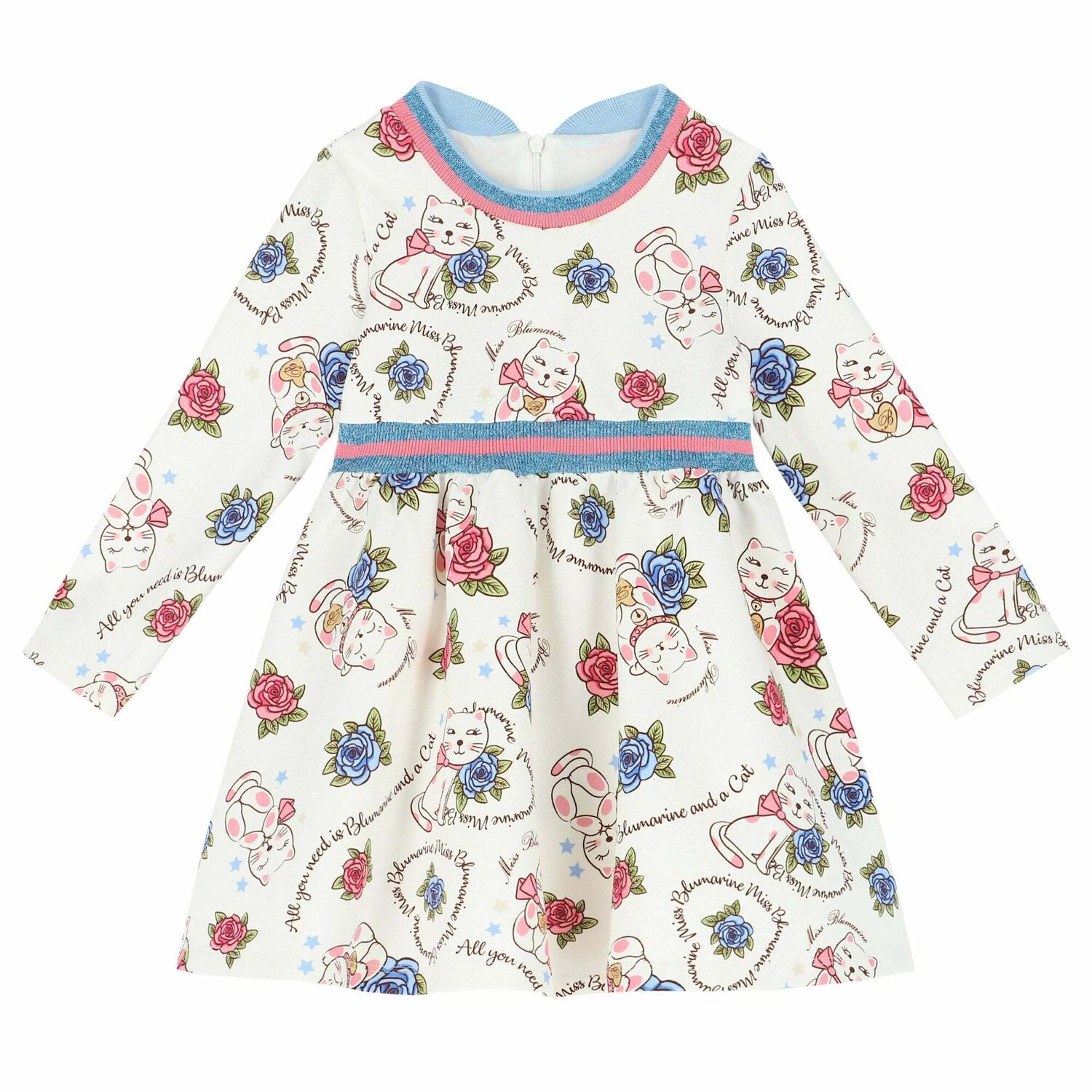 Girls White Printed Dress, 1, hi-res image number null