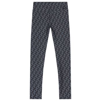 Girls Black & Grey Logo Leggings