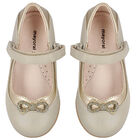 Younger Girls Silver Diamante Bow Shoes, 3, hi-res