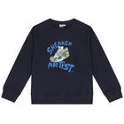 Boys Navy Blue Sneaker Tracksuit, 1, hi-res