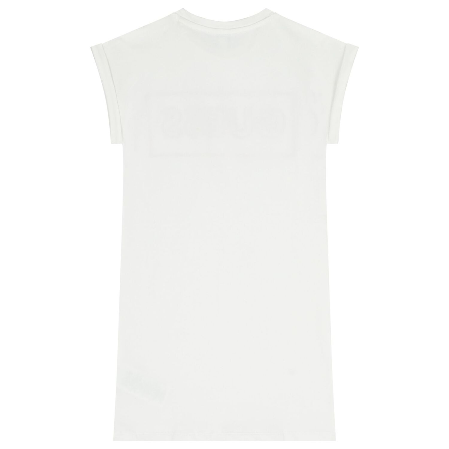 Girls White Rhinestones Logo Dress, 1, hi-res