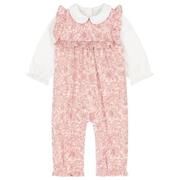 Baby Girls Pink & White Liberty Romper