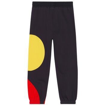 بنطلون رياضي بالشعار باللون الاسود للاولاد 