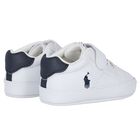 Baby Boys White & Navy Blue Logo Pre Walker Shoes, 1, hi-res