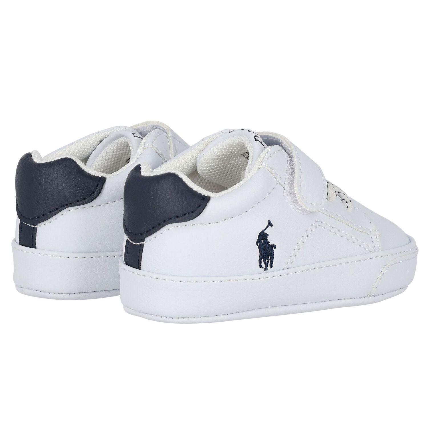 Baby Boys White & Navy Blue Logo Pre Walker Shoes, 1, hi-res
