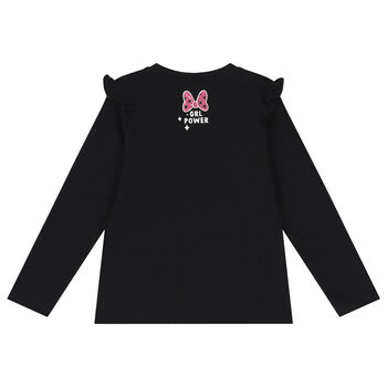 Girls Black Minnie Mouse Long Sleeve Top