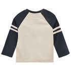 Younger Boys Ivory & Navy Blue Teddy Bear Long Sleeve Top, 1, hi-res