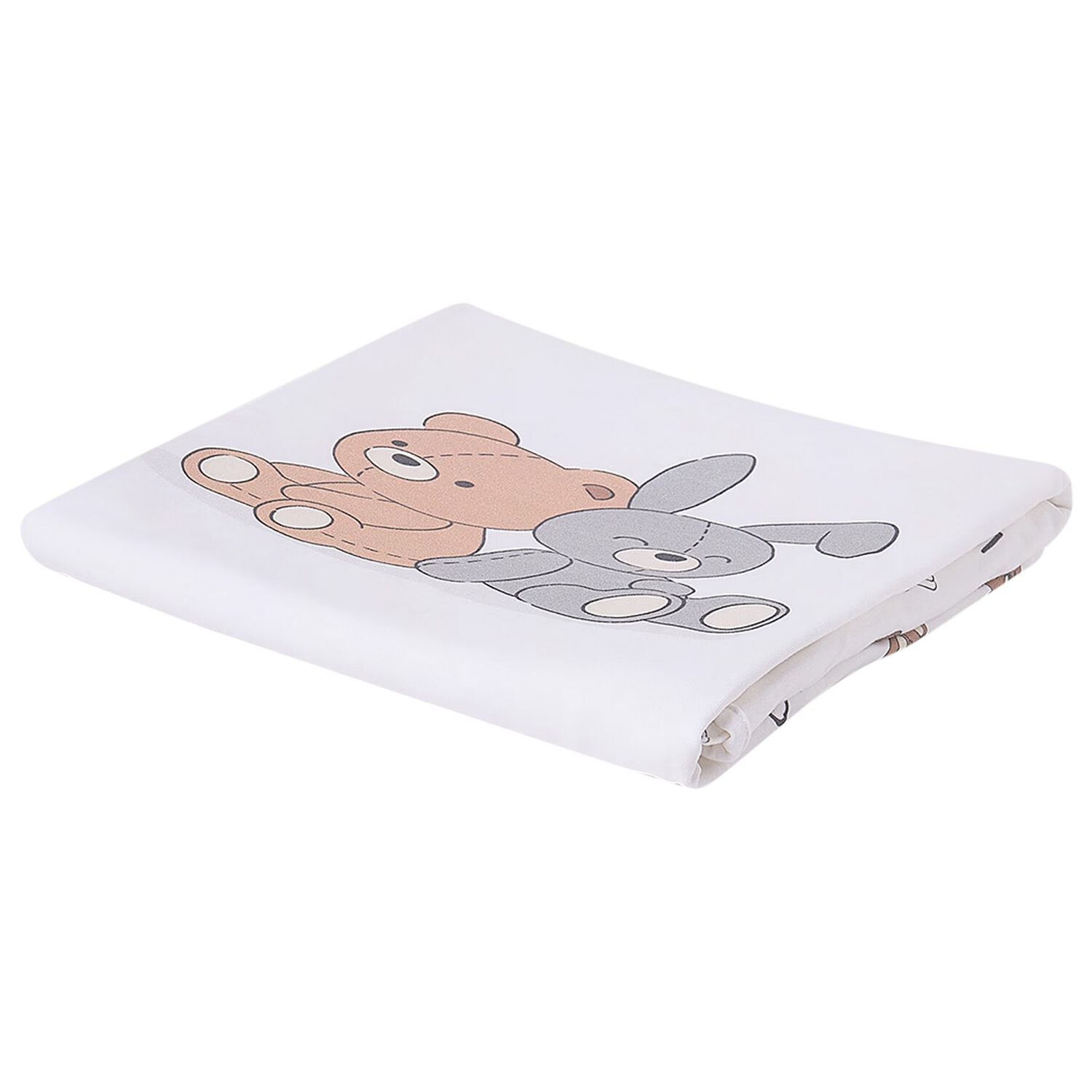 White Cotton Bear Print Baby Swaddle Blanket, 1, hi-res